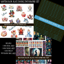 Watercolor Alice Doodle Patchwork Set