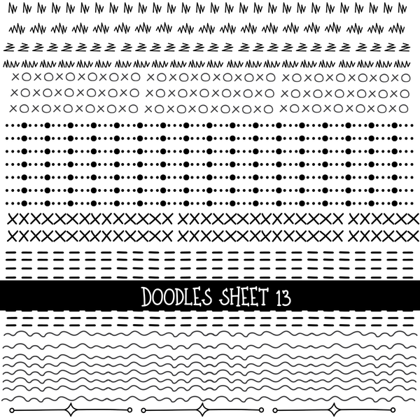 Doodles Collection UV Decal sheets 12 designs 2 colors