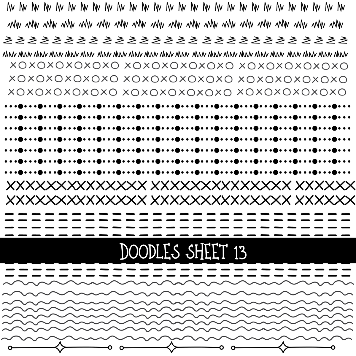 Doodles Collection UV Decal sheets 12 designs 2 colors