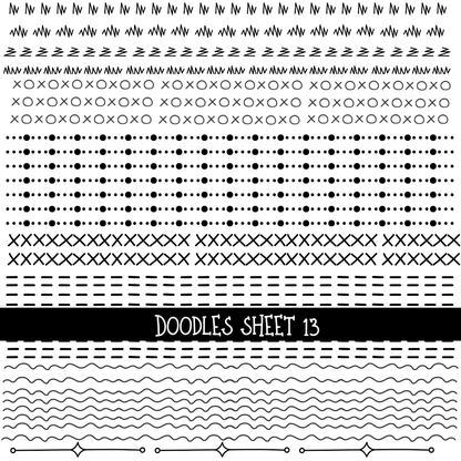 Doodles Collection UV Decal sheets 12 designs 2 colors