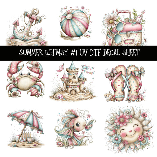 Summer Whimsy UV DTF Decal sheets 4 Design Options