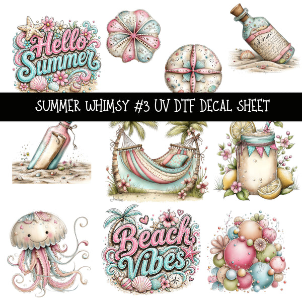Summer Whimsy UV DTF Decal sheets 4 Design Options