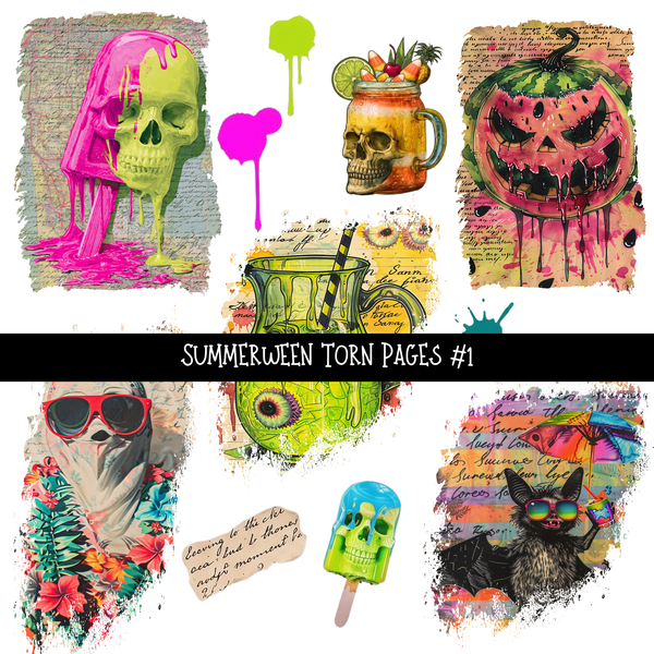 Summerween Torn Pages - UV DTF Decal sheet