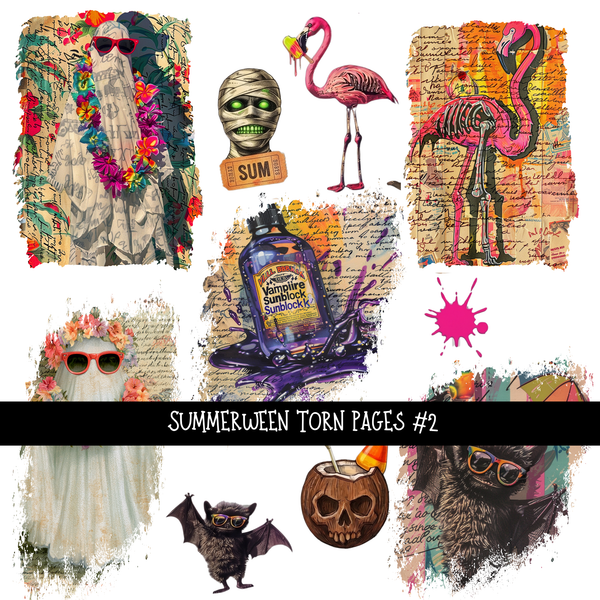 Summerween Torn Pages - UV DTF Decal sheet