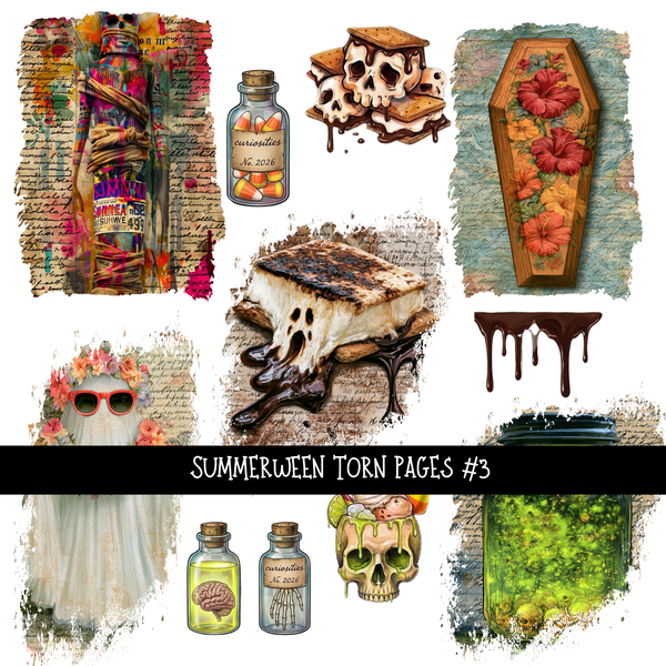 Summerween Torn Pages - UV DTF Decal sheet