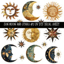 Sun Moon and Stars  UV DTF Decal sheets 3 Design Options