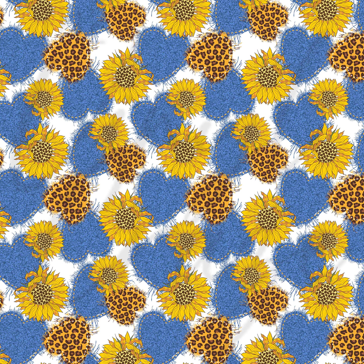 Sunflower Denim Leopard Patches - Adhesive Vinyl Sheets