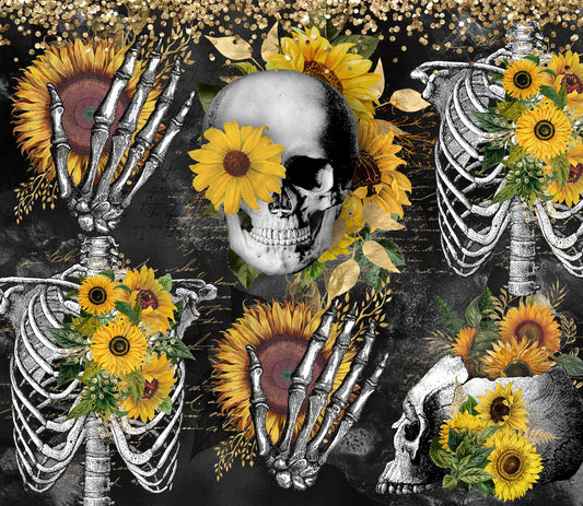 Sunflower Skulls - Adhesive Vinyl Wrap