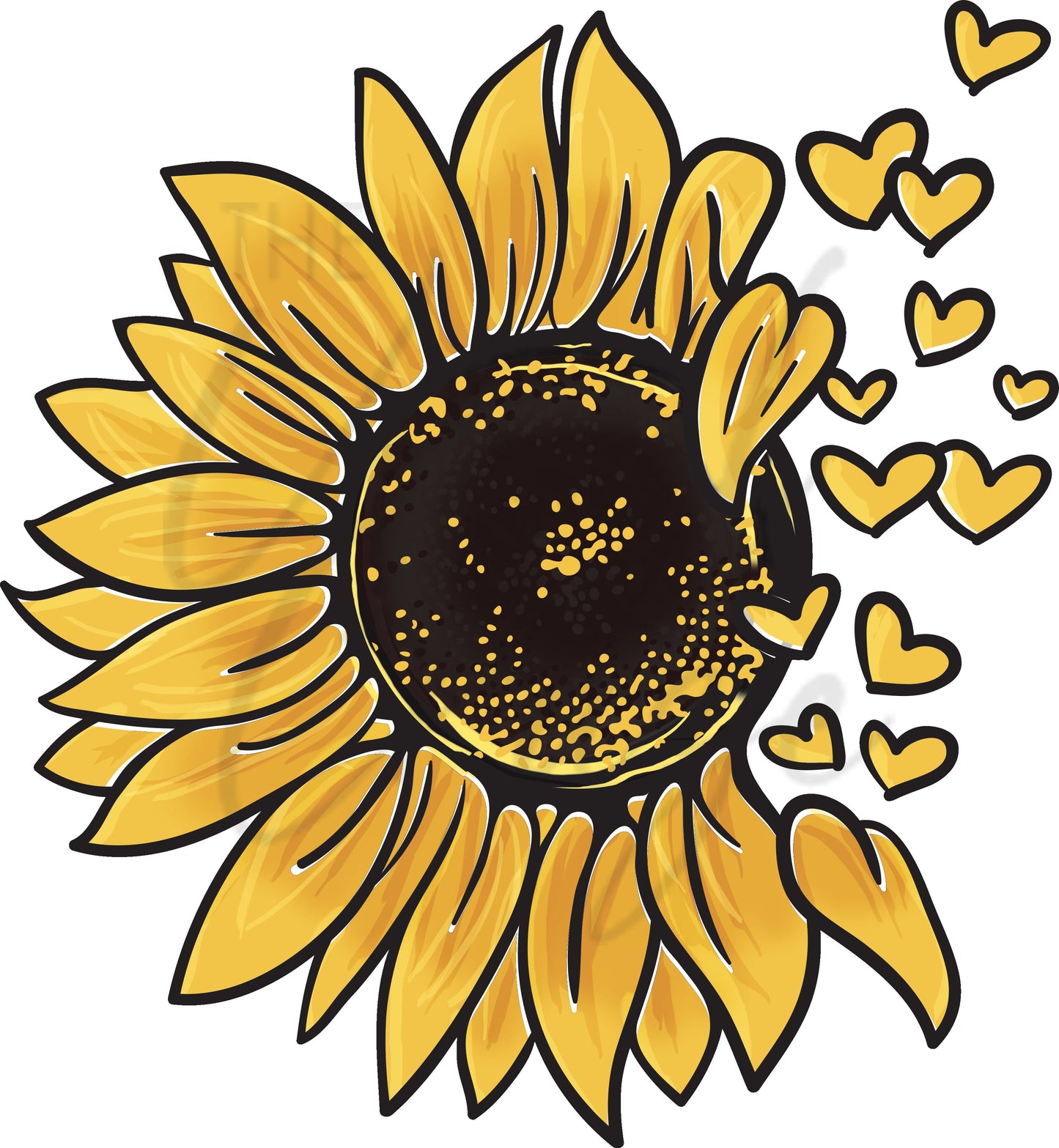 Sunflower With Hearts - UV DTF Decal