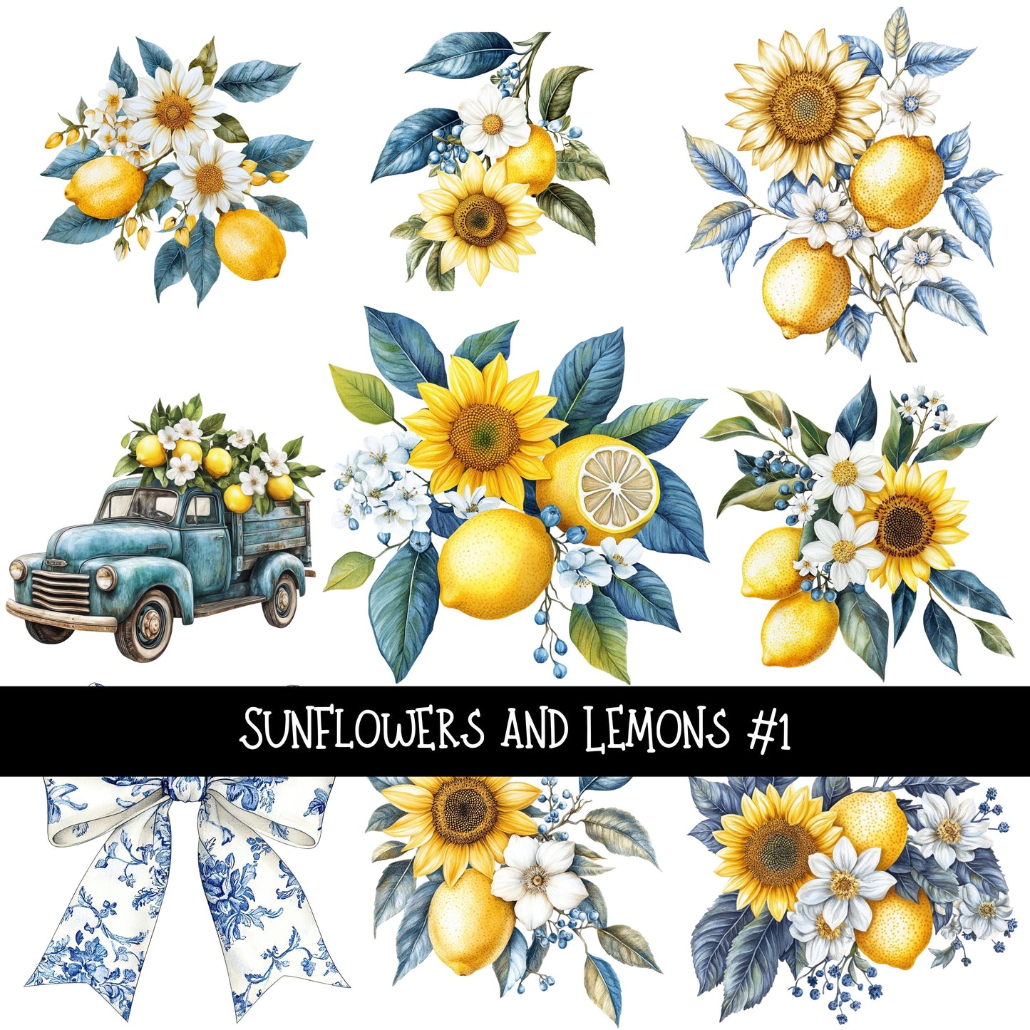 Sunflower and Lemons UV DTF Decal sheets 2 design Options  available