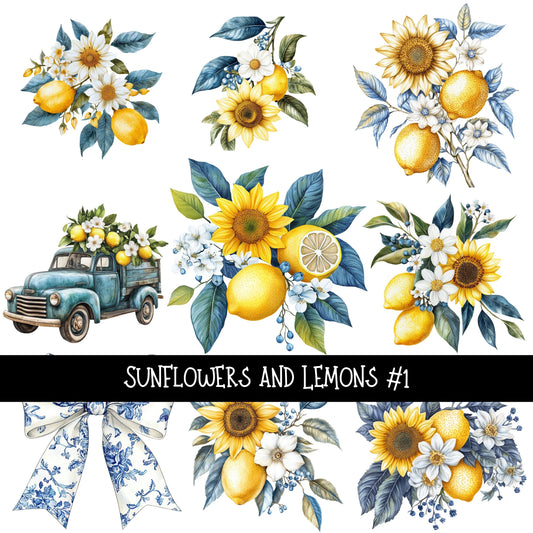 Sunflower and Lemons UV DTF Decal sheets 2 design Options  available