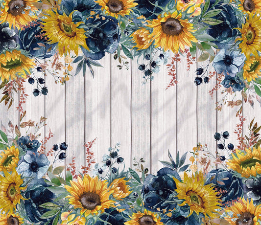 Sunflowers and Wood Background - Adhesive Vinyl Wrap