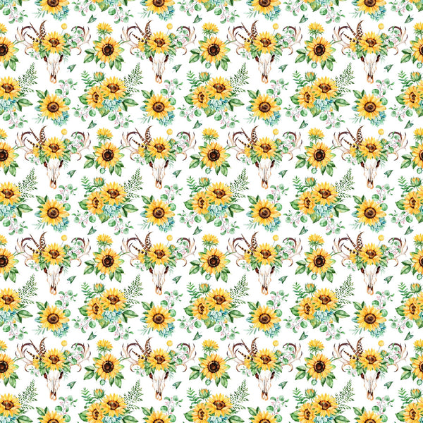Sunflowers And Bull Skulls - Adhesive Vinyl Sheets