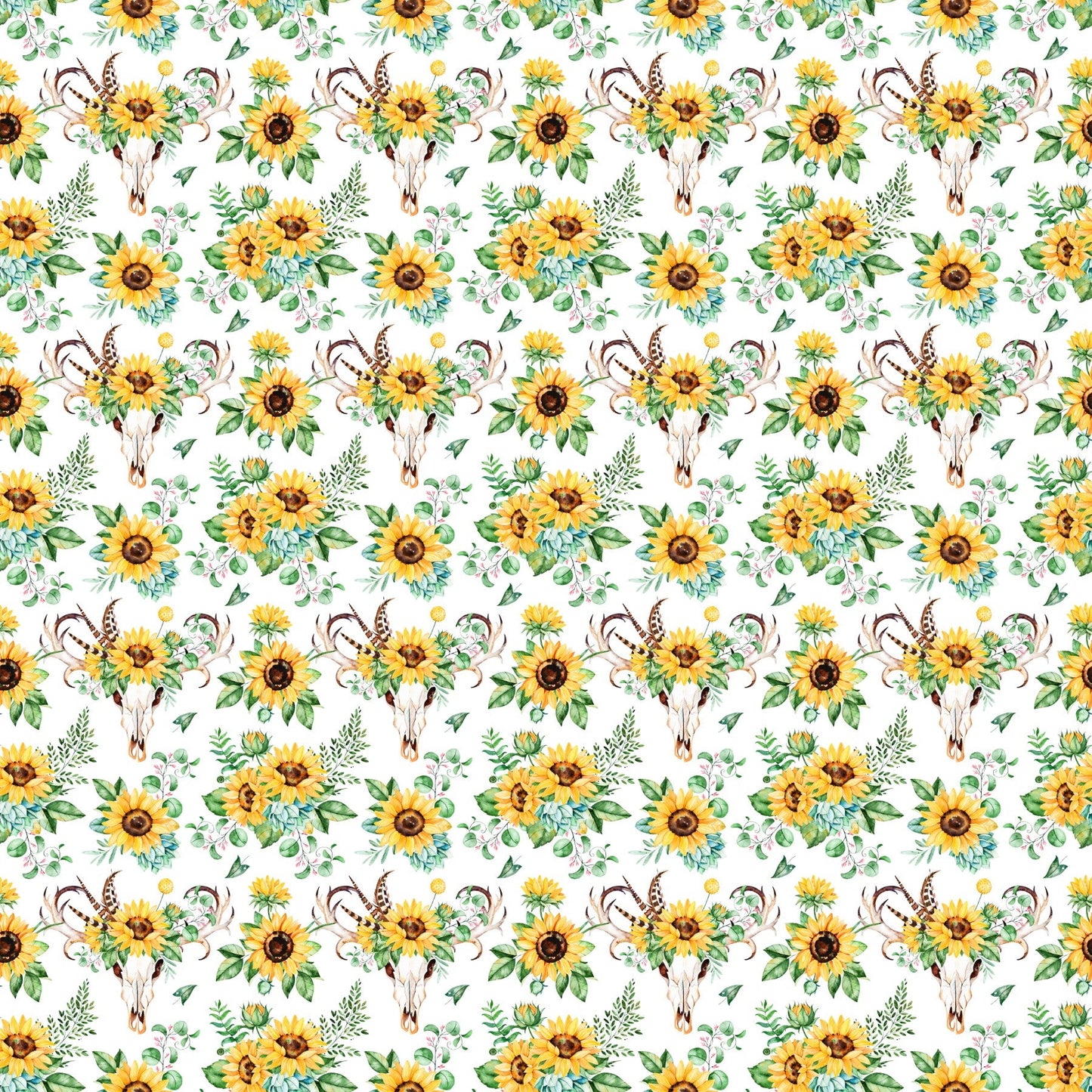 Sunflowers And Bull Skulls - Adhesive Vinyl Sheets