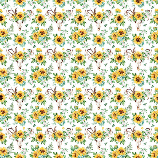 Sunflowers And Bull Skulls - Adhesive Vinyl Sheets