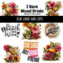 Sun Sand and Sips UV DTF Decal sheet