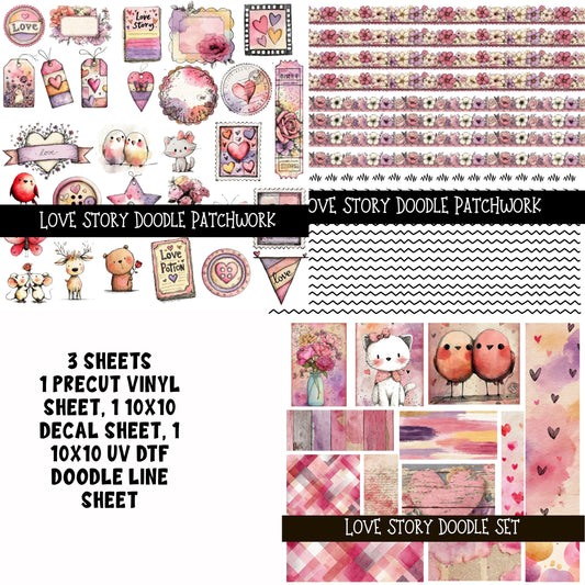 Love Story Doodle Patchwork Set