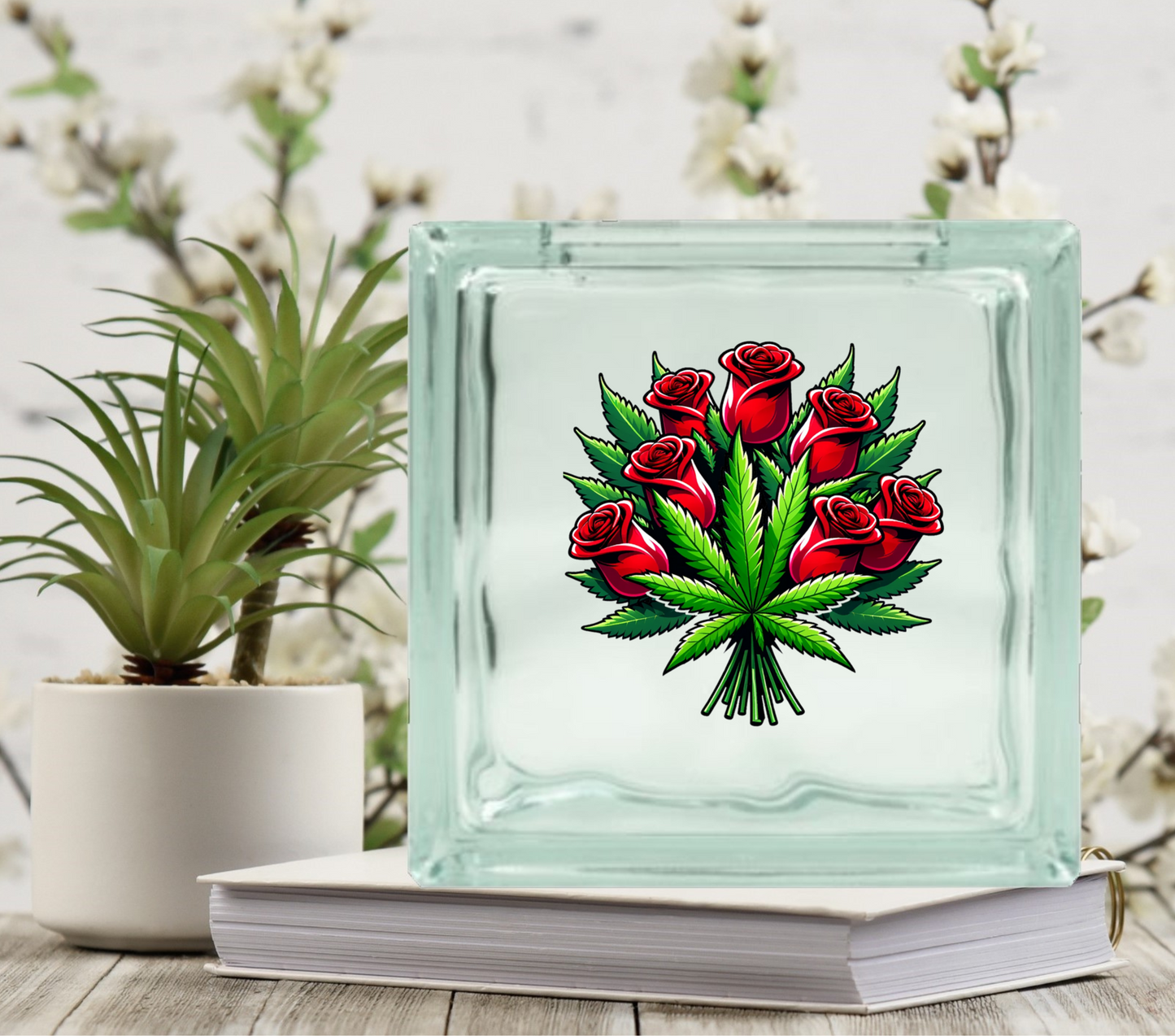 High on Love - UV DTF Glass Block Decal - 6.5 inches