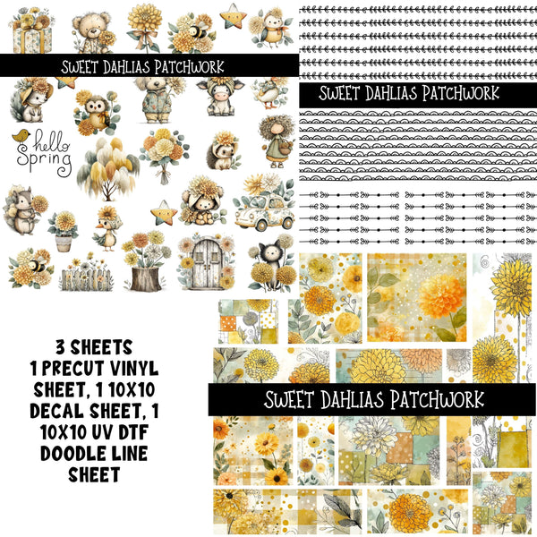 Sweet Dahlias Doodle Patchwork Set