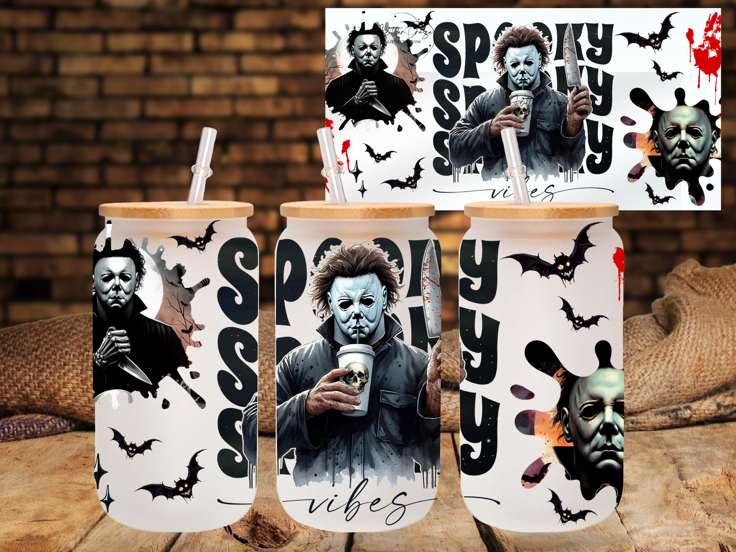 Spooky vibes 16oz UV DTF Libby Wraps- (8 variants)