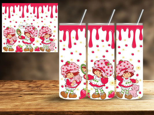 Strawberry Shortcake 20oz UV DTF wrap (This has a transparent background)