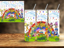 Rainbow Bright - UV DTF 20oz Tumbler wrap Transparent Background
