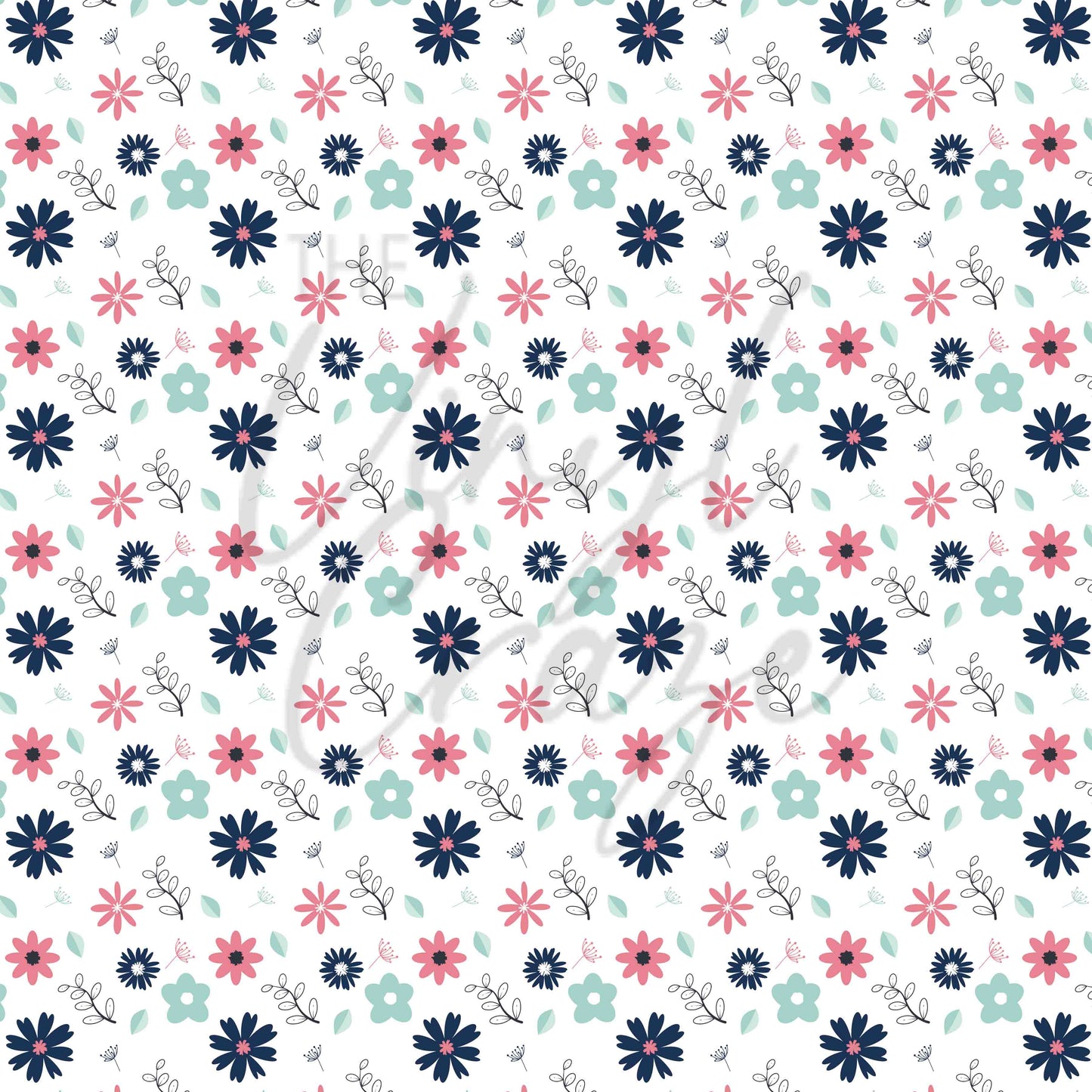 Teal, Navy and Pink Florals - Adhesive Vinyl Sheets