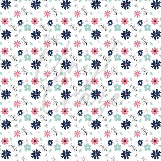 Teal, Navy and Pink Florals - Adhesive Vinyl Sheets