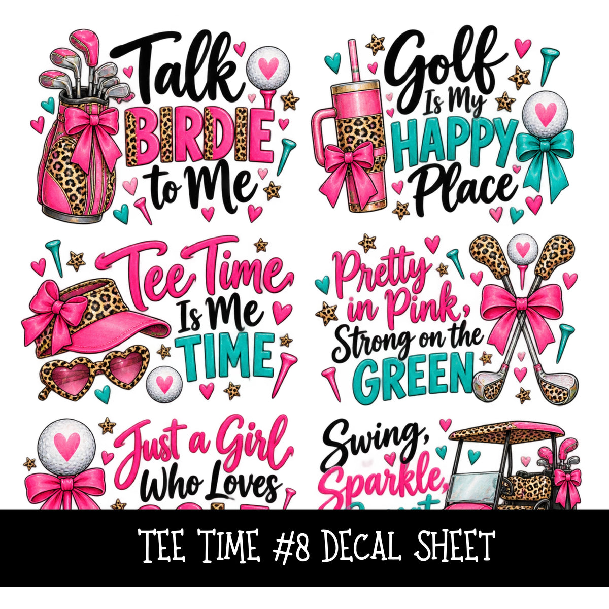 Tee Time UV DTF Decal sheets 11 Designs available