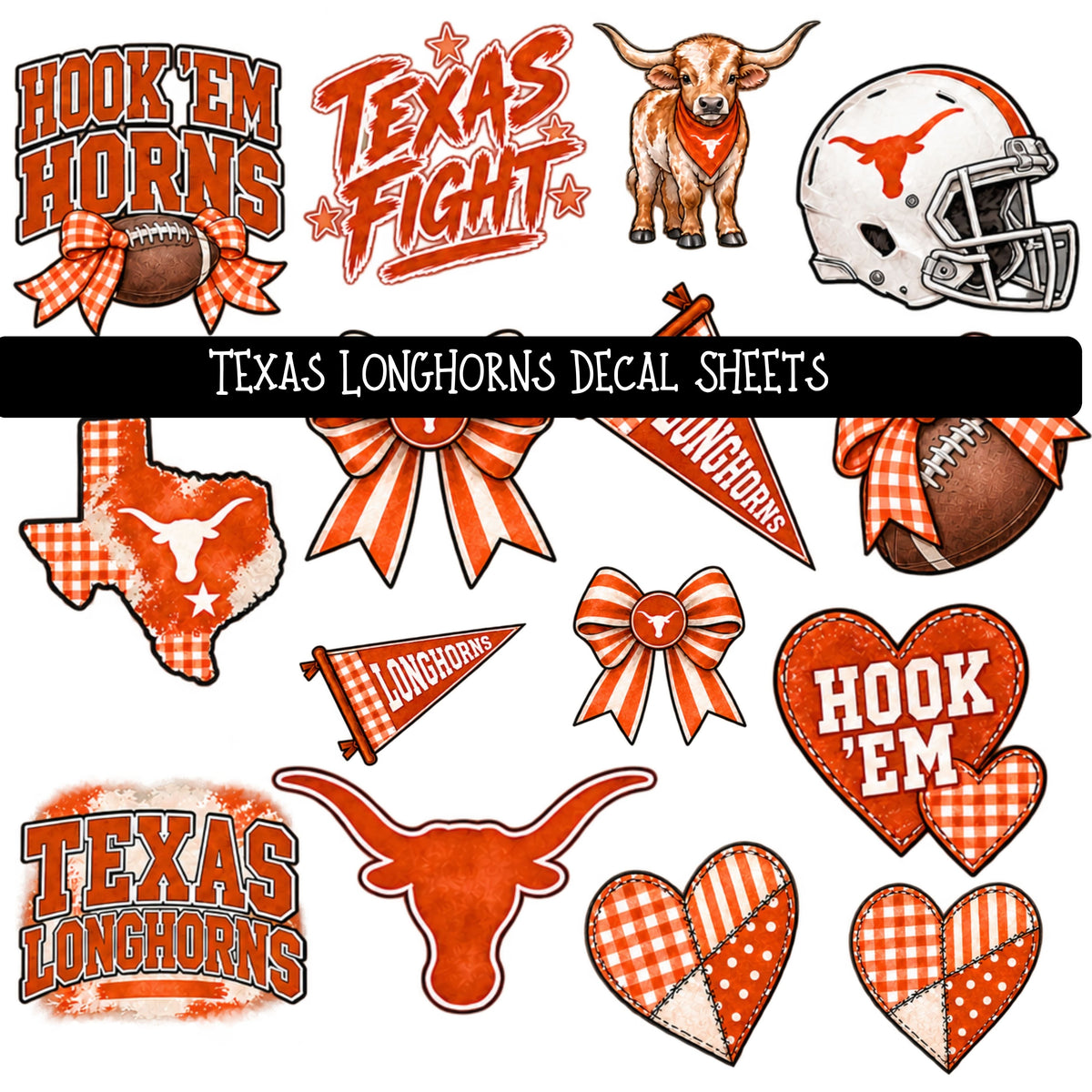 Texas Longhorns UV DTF Decal sheet