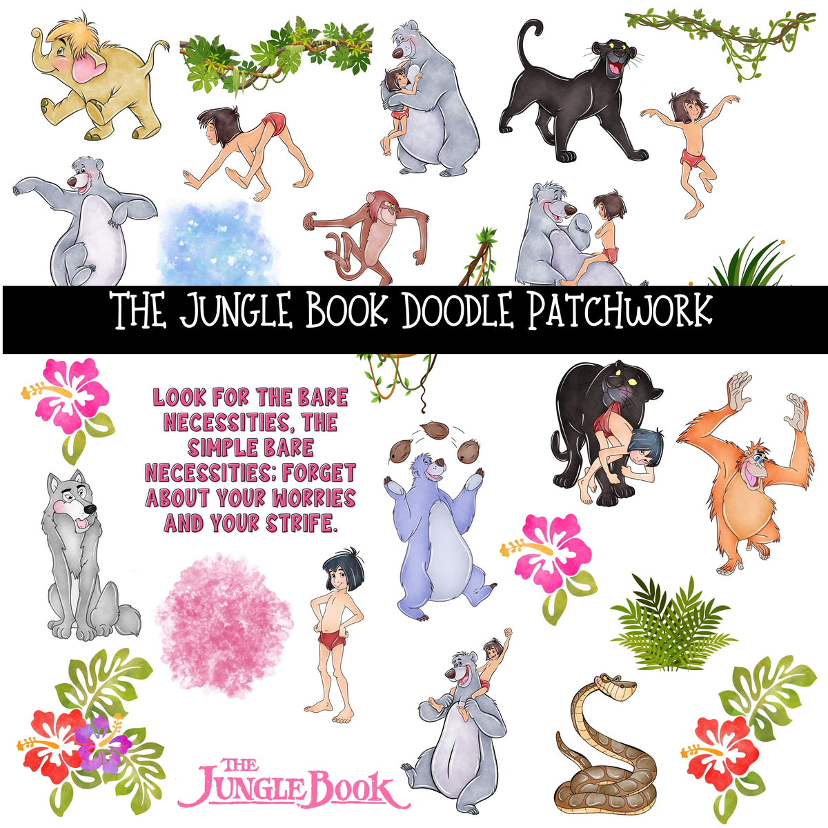 Jungle Book Doodle Patchwork Set – 3D Undercover