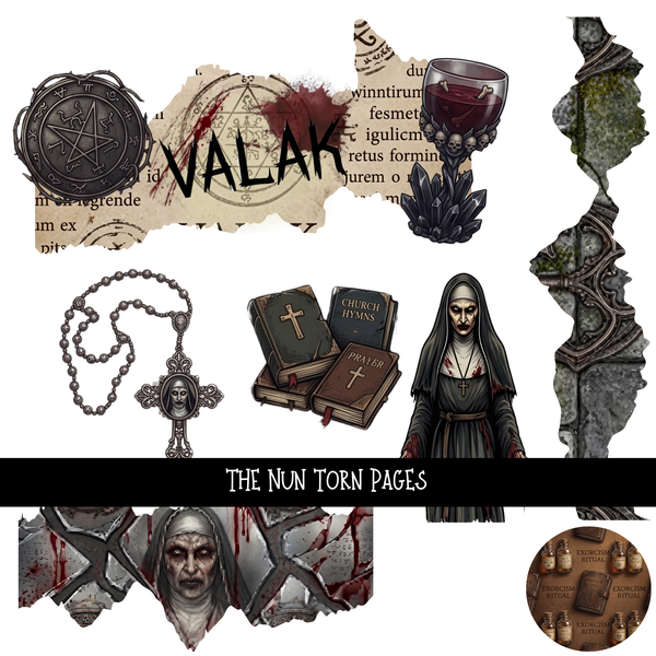 The Nun Torn Pages - UV DTF Decal sheet