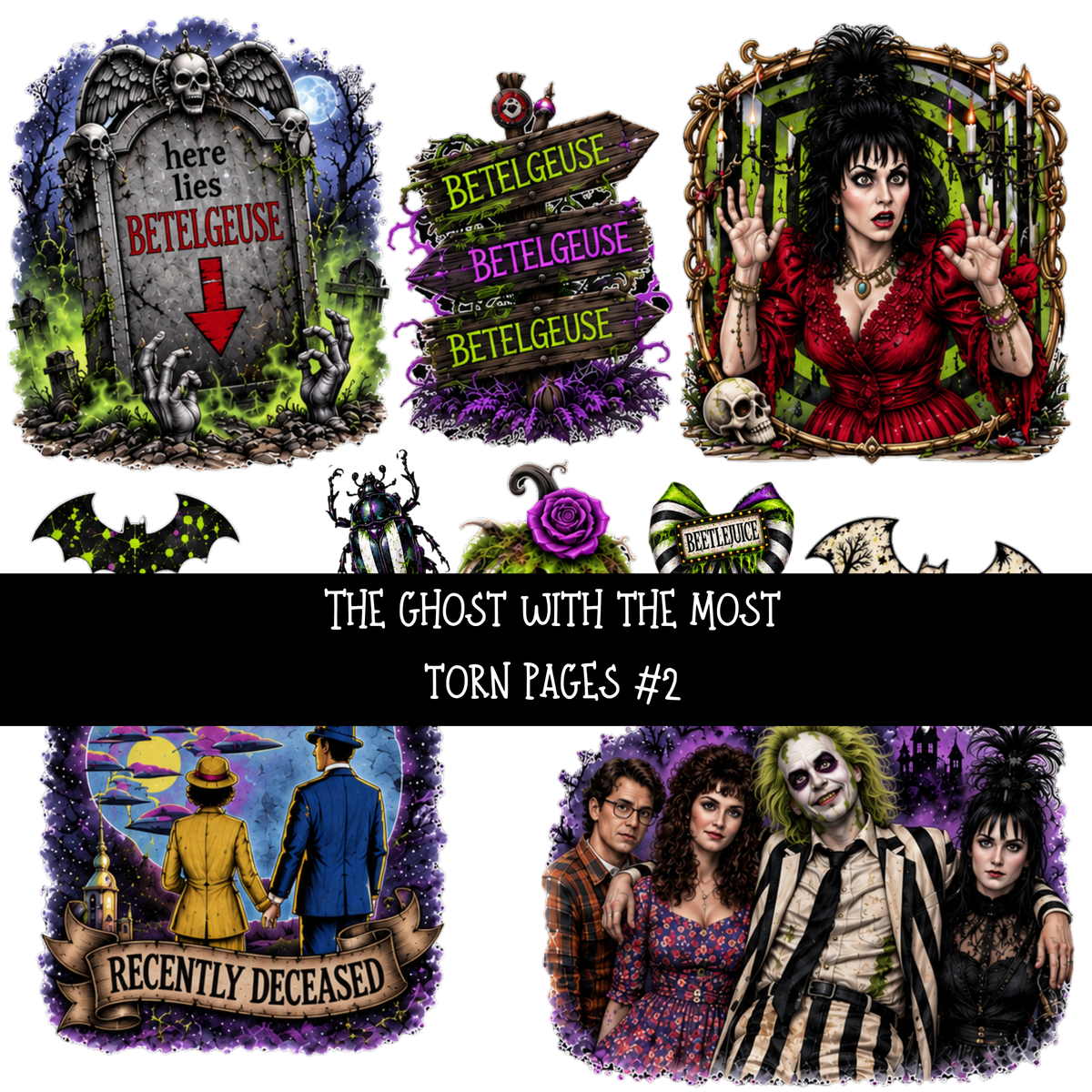 The ghost with the Most Torn Pages UV DTF Decal sheets 8 Designs available