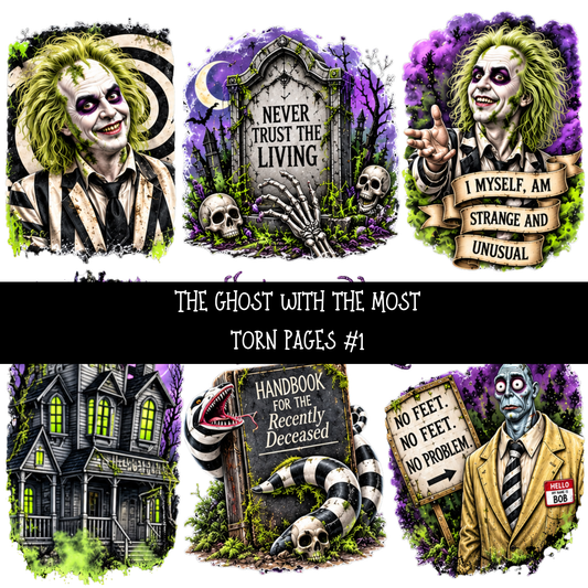 The ghost with the Most Torn Pages UV DTF Decal sheets 8 Designs available
