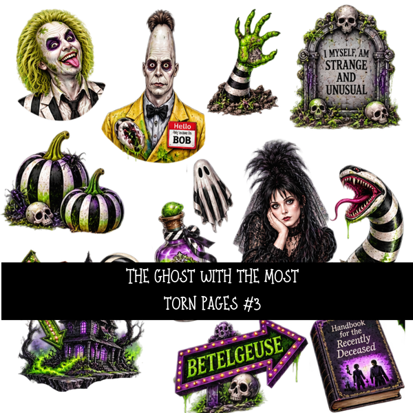 The ghost with the Most Torn Pages UV DTF Decal sheets 8 Designs available