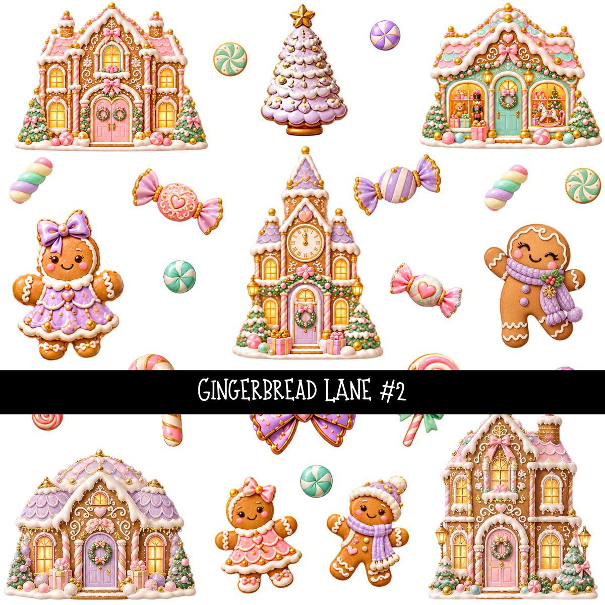 Gingerbread lane  UV DTF Decal sheets 9 Designs available