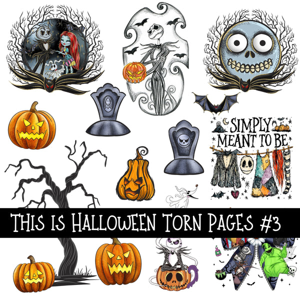 This is Halloween Torn Pages UV DTF Decal sheets 6 Designs available