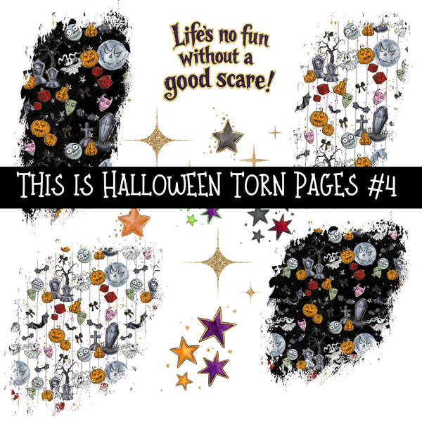 This is Halloween Torn Pages UV DTF Decal sheets 6 Designs available
