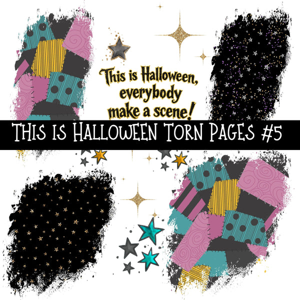 This is Halloween Torn Pages UV DTF Decal sheets 6 Designs available