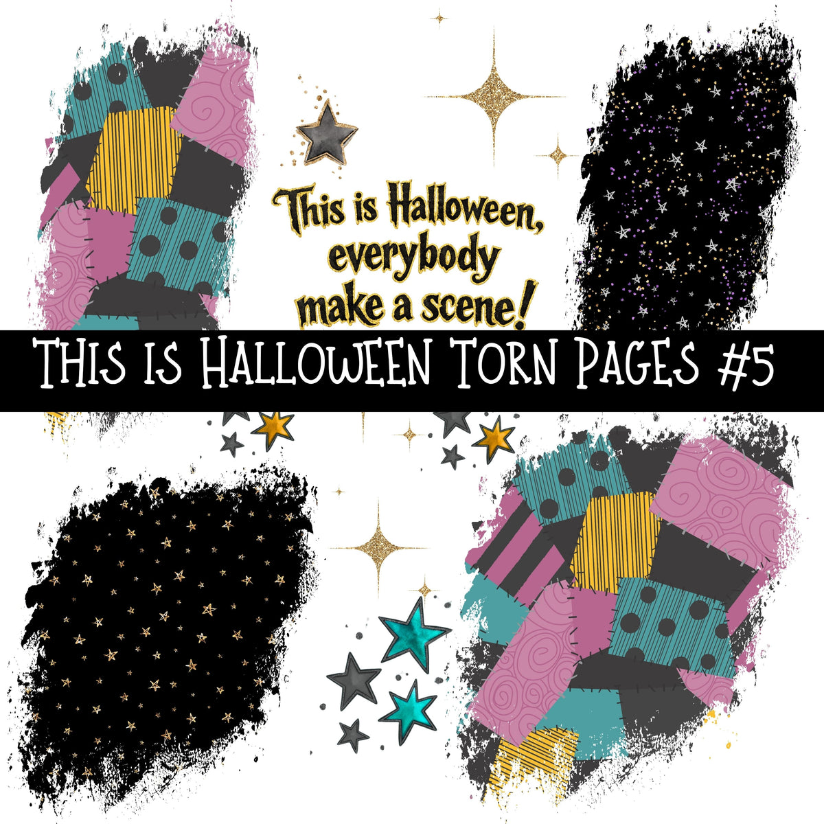 This is Halloween Torn Pages UV DTF Decal sheets 6 Designs available
