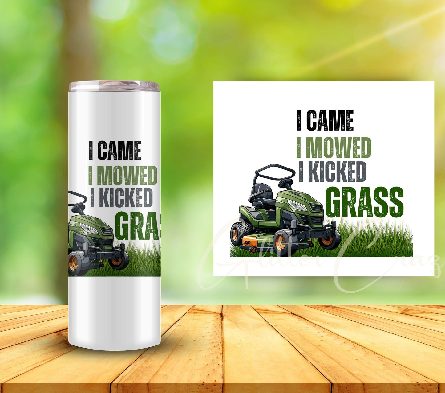 I came I mowed I kicked grass - UV DTF Decal - 3 sizes