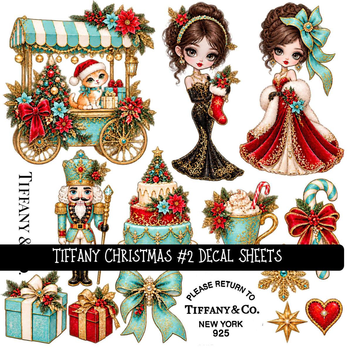 Tiffany Christmas UV DTF Decal sheets 5 Designs available