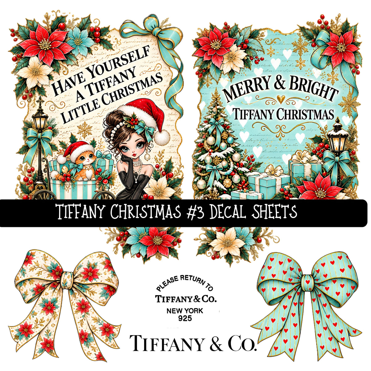 Tiffany Christmas UV DTF Decal sheets 5 Designs available