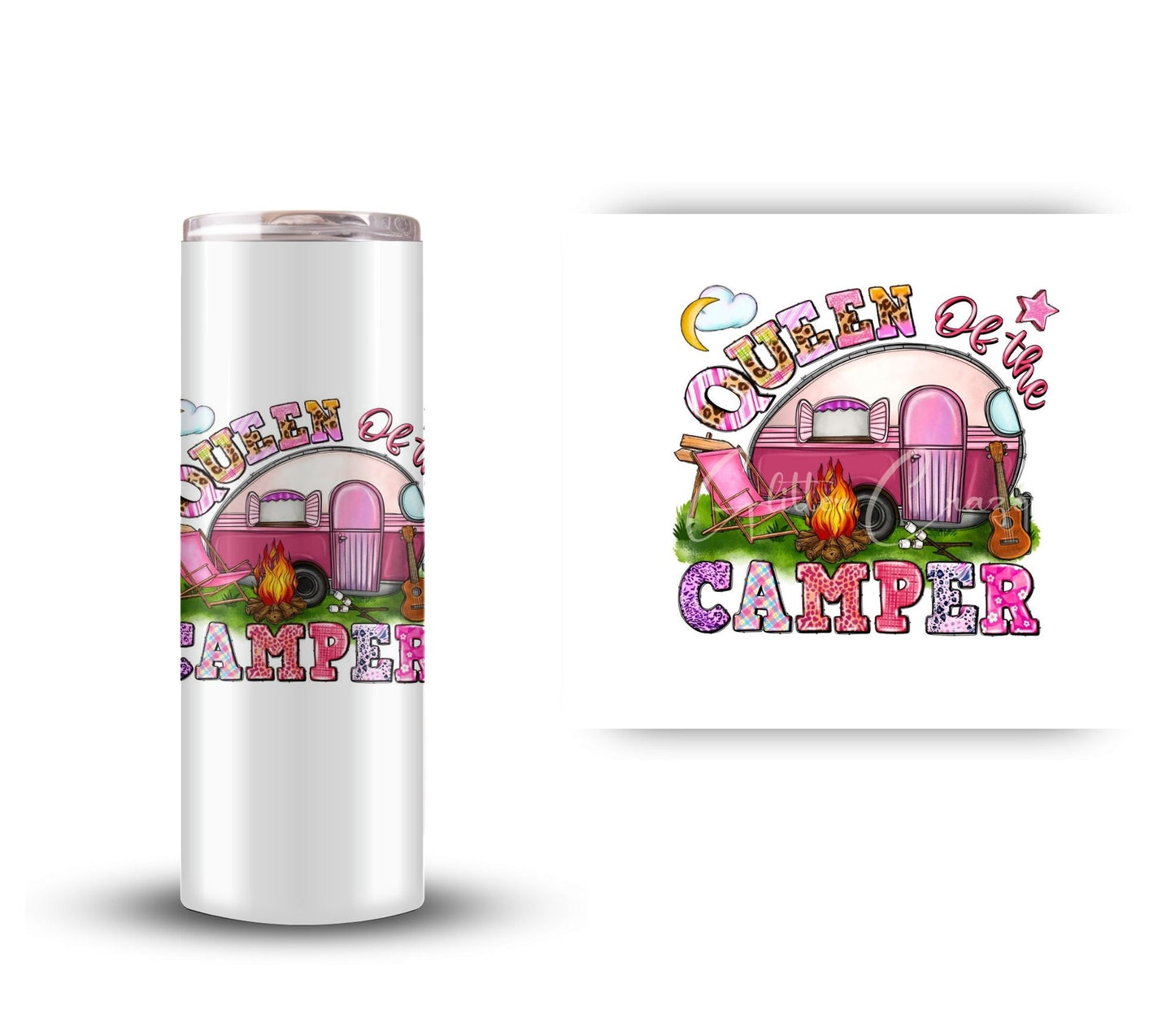 Queen of the camper pink - UV DTF Decal