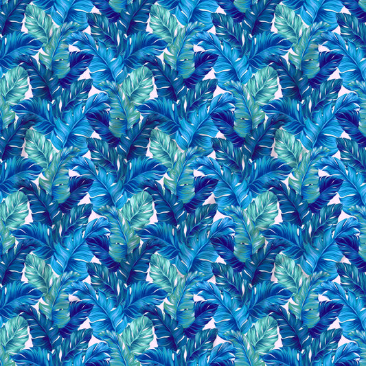 Tropical Blue Leaves- Adhesive Vinyl Sheets