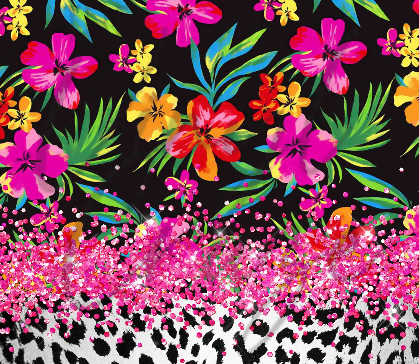 Tropical Hibiscus and Animal Print - Adhesive Vinyl Wrap