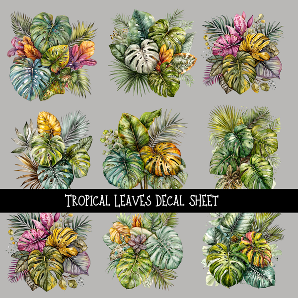 Tropical Leaves - UV DTF Decal sheets