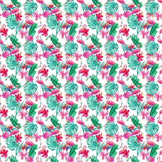 Flamingo And Hibiscus - Adhesive Vinyl Sheets