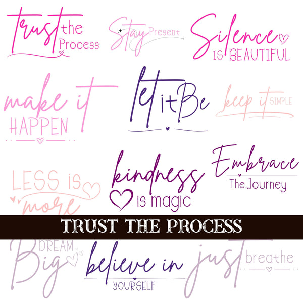 Trust the process UV DTF Decal Sheets 3 color options