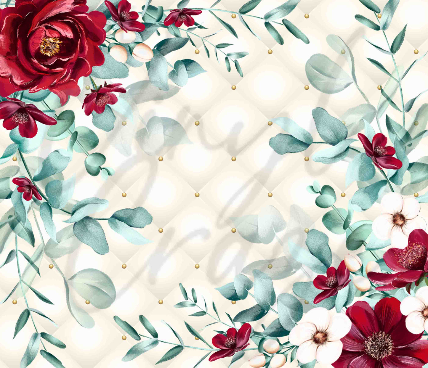 Tufted Burgundy Floral - Adhesive Vinyl Wrap